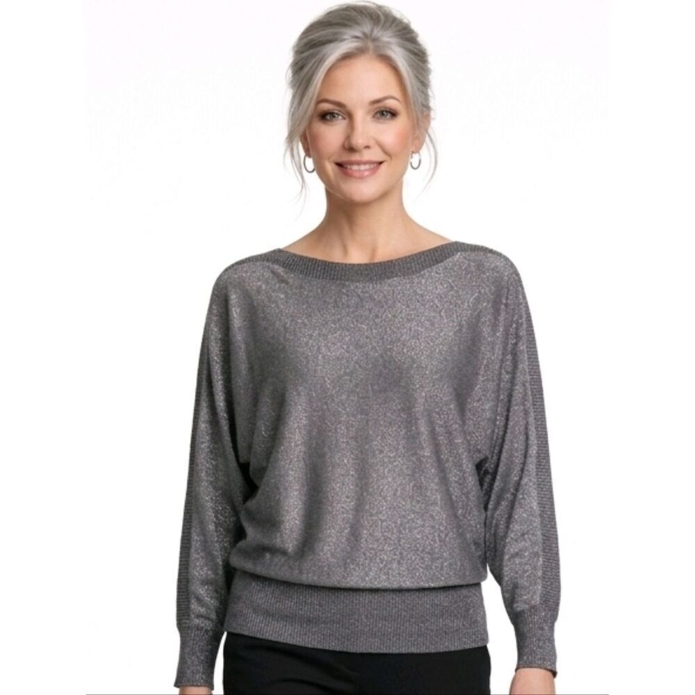Joseph A. Gray Metallic Sparkle Boatneck Dolman Sleeve Sweater Size XL